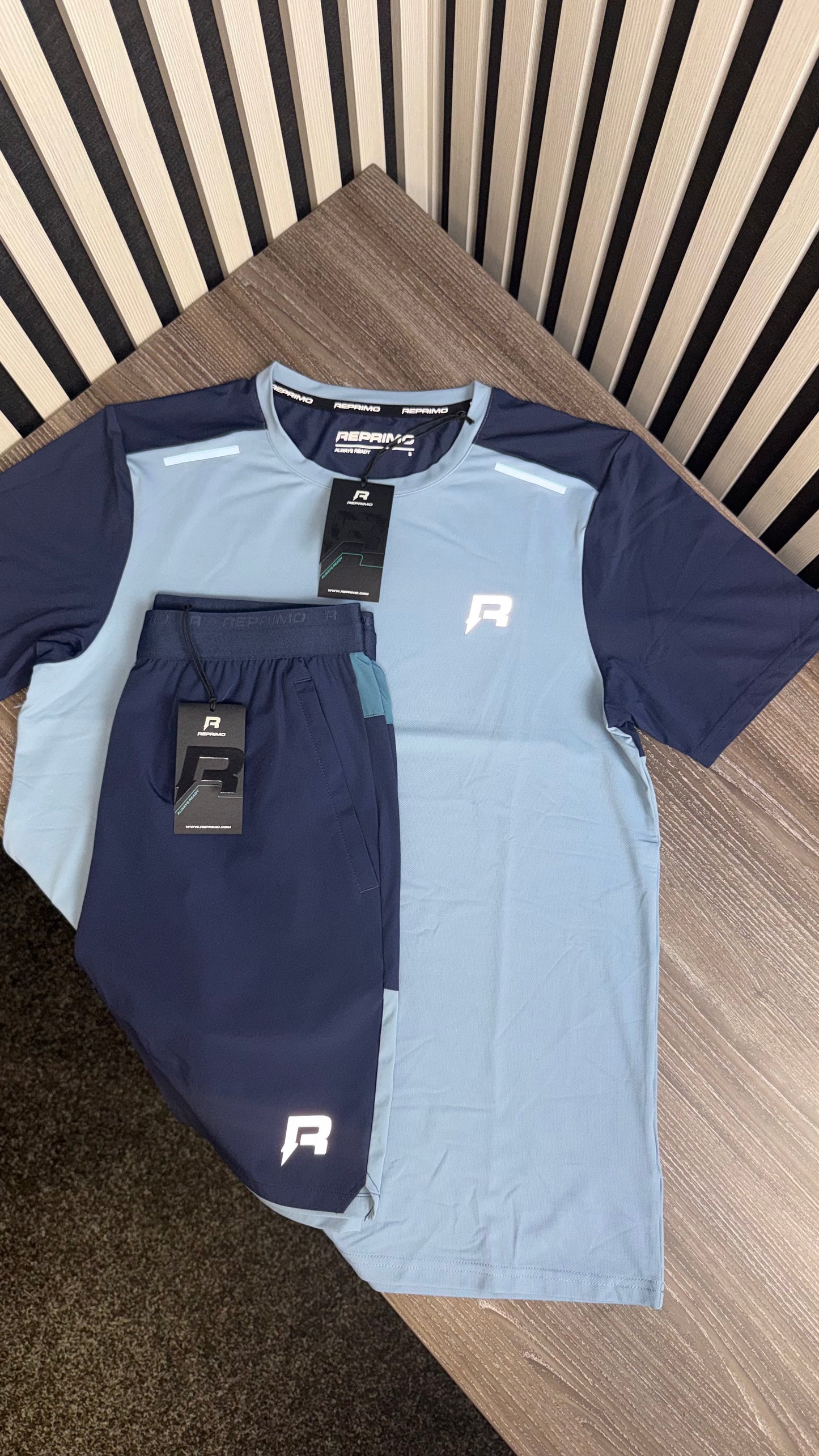 Reprimo Challenger Set Baby Blue / Navy 7” Shorts
