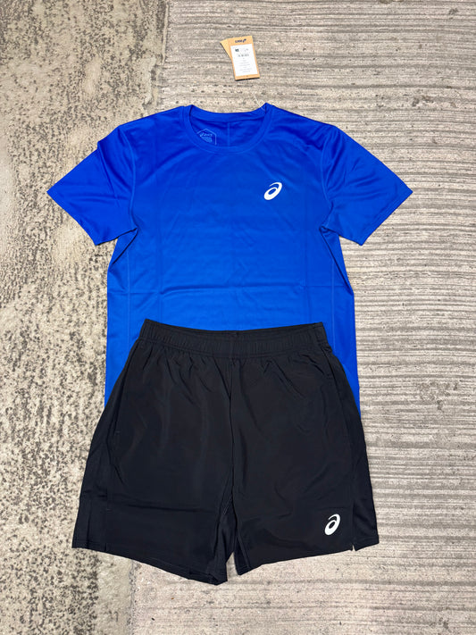 Asics short tee set blue